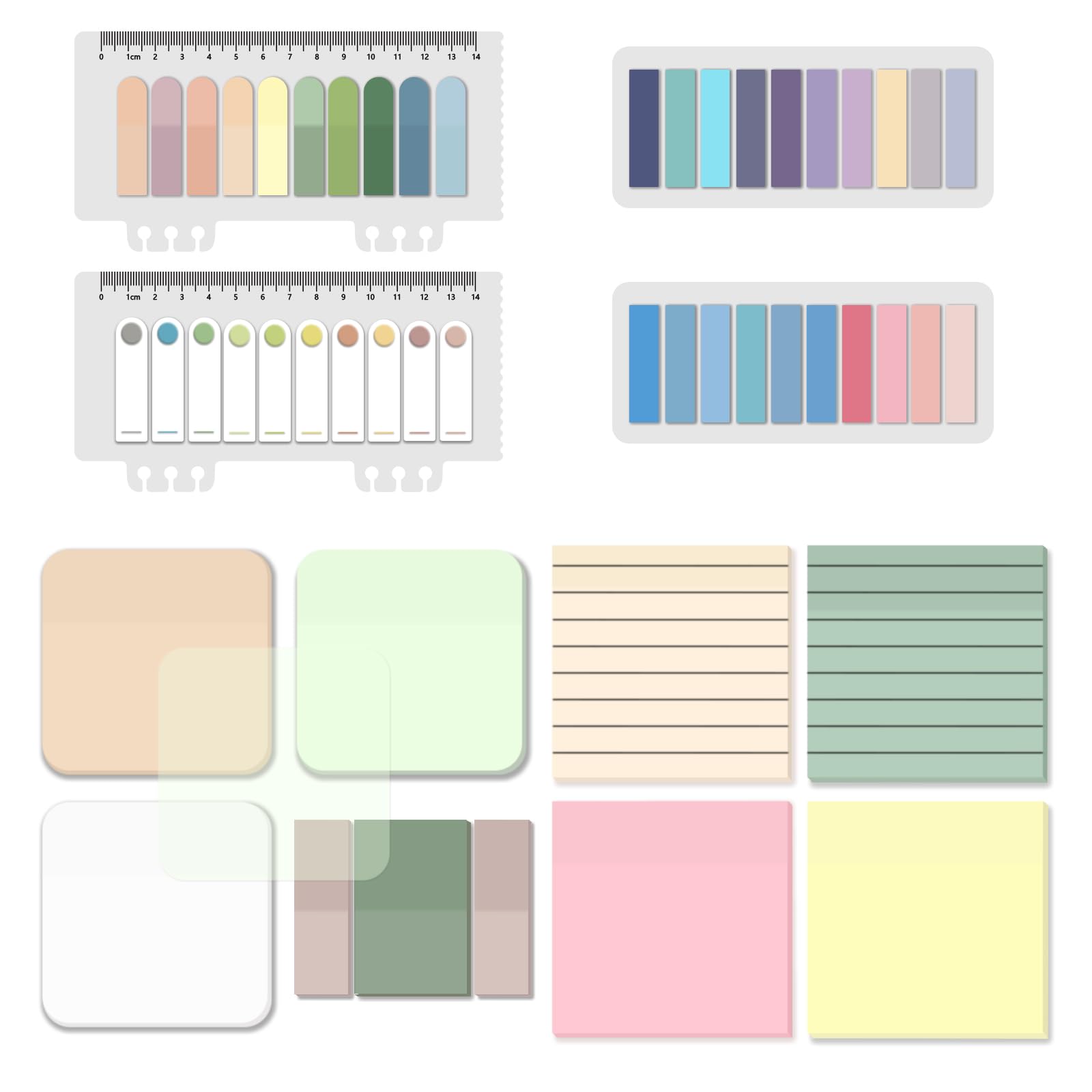 Baytory 1300 Sheets Pastel Transparent Sticky Notes, Clear Waterproof 3 X 3 Inch See Through Memo Pad, Self-Adhesive Translucent