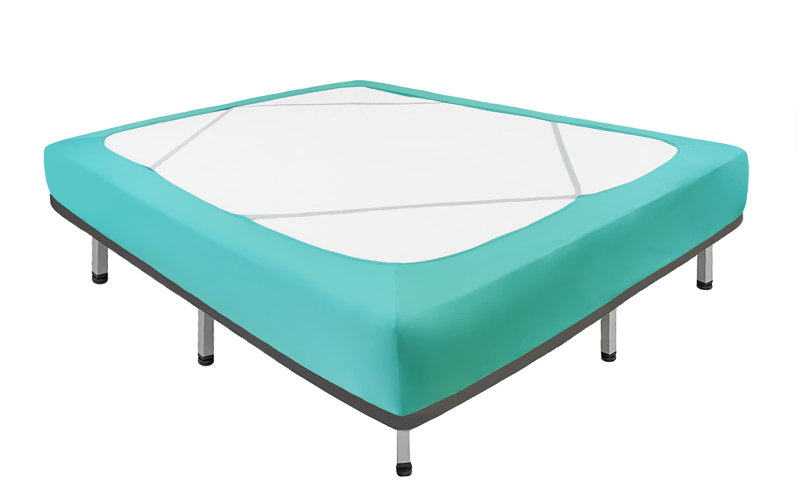 Biscaynebay Decorative Box Spring Cover Queen Size, Aqua Luxurious Jersey Knitting Stretchy Wrap Around 4 Sides Bed Skirt For Ho