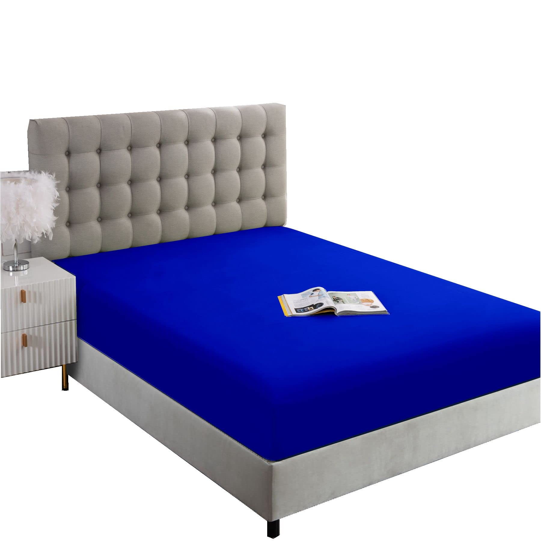 Ghooss Full Size Fitted Sheet-Single Fitted Deep Pocket Sheet Up To 14 Inch-Wrinkle-Fade-Stain Resistant-1 Pack(Royal Blue,Full)