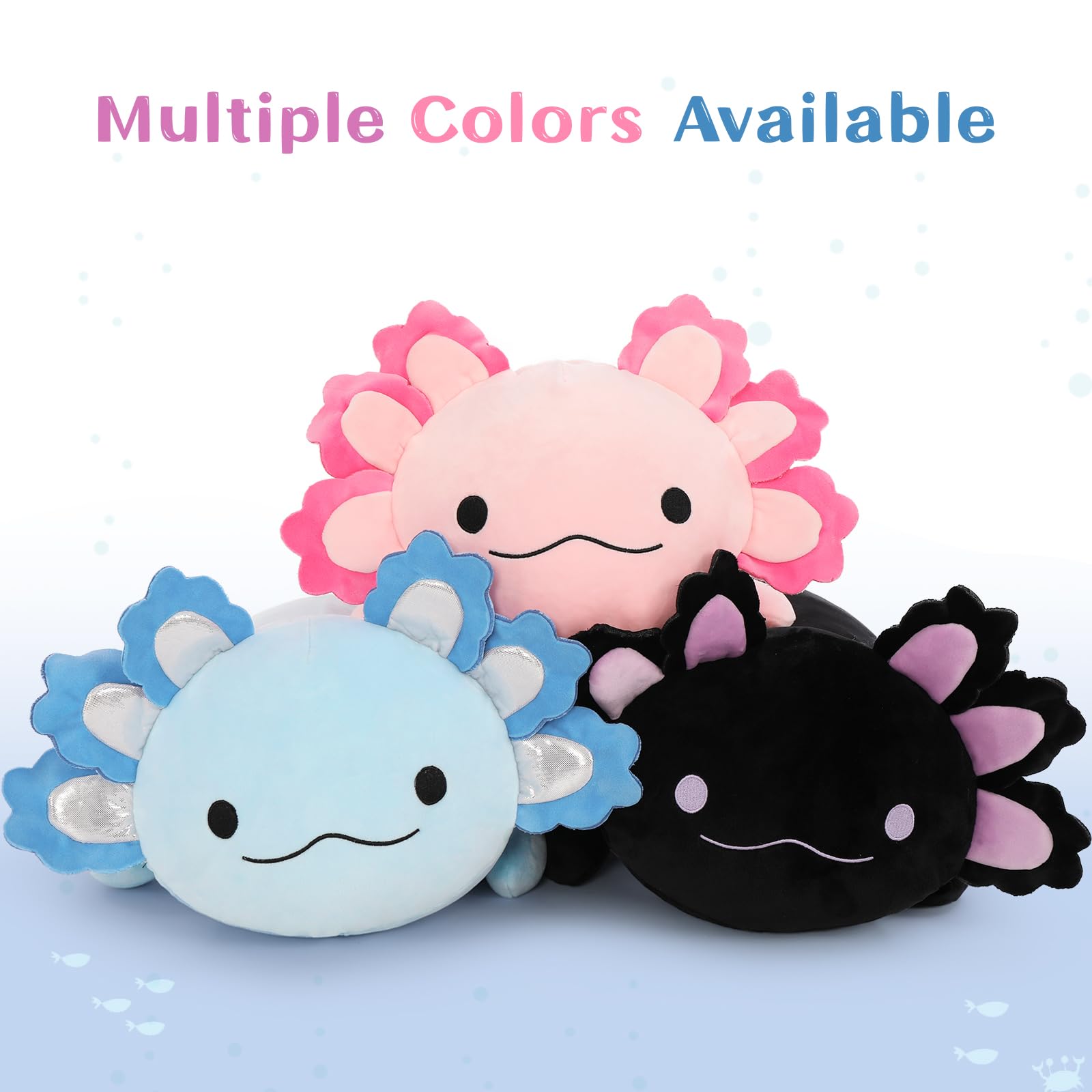 Maogolan Giant Axolotl Plush With 3 Baby Axolotl Inside - 23.5 ' Soft Stuffed Animal Throw Pillow - Blue
