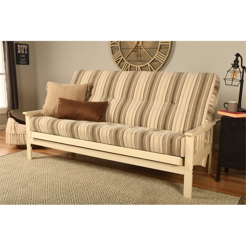 Kodiak Furniture Monterey Antique White Wood Futon with Parma Gray Mattress