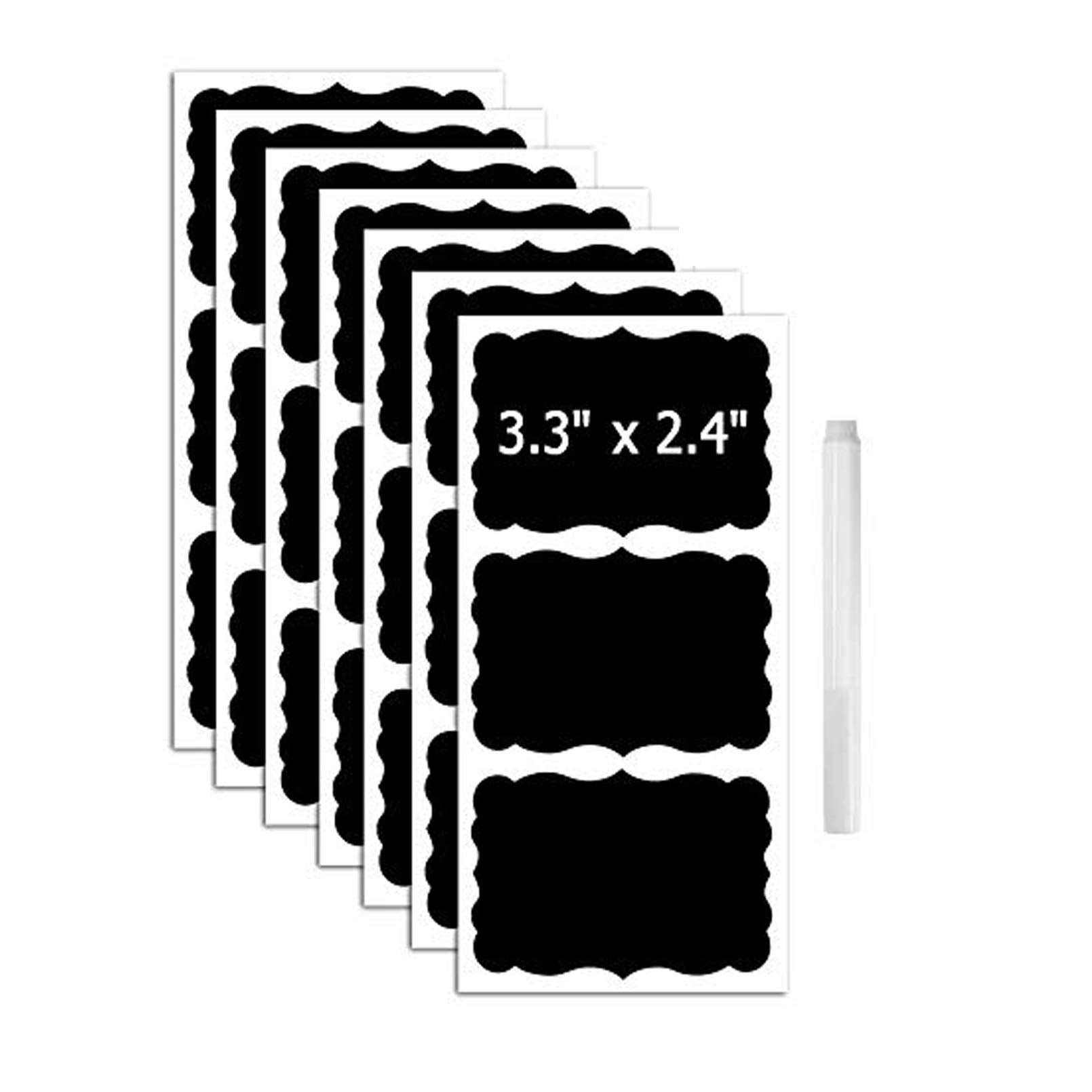 Top Label 108-Pack Reusable Chalkboard Labels + 1 Chalk Pen To Decorate Your Pantry Storage & Office