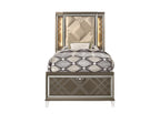 Acme Skylar Twin Faux Leather Storage Bed with LED in Dark Brown Champaign