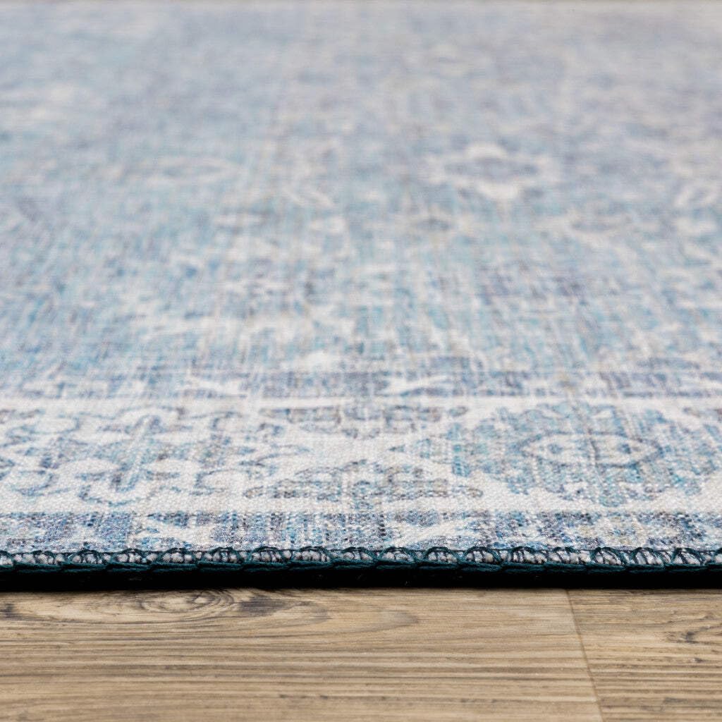 HomeRoots 509528 9 x 12 ft. Blue & Gray Oriental Power Loom Stain Resistant Rectangle Area Rug