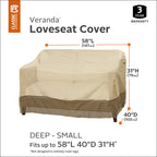 Classic Accessories Veranda Water-Resistant 58 Inch Deep Seated Patio Sofa/Loveseat Cover, Patio Furniture Covers