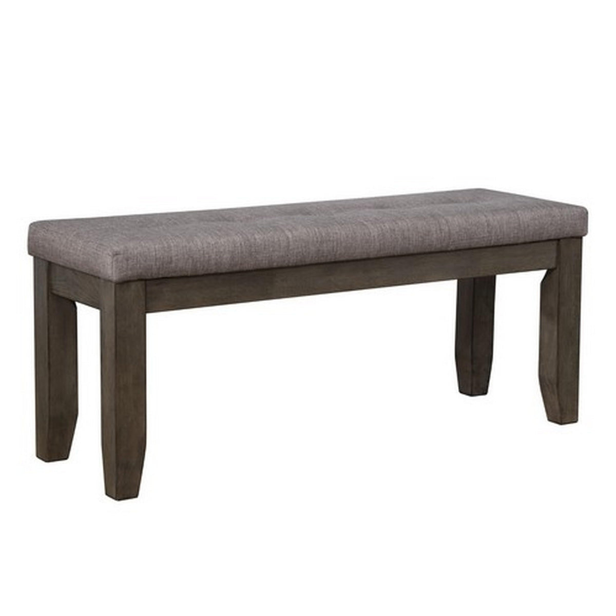 Benjara Two Tone Rectangular Bench With Fabric Upholstered Seat, Gray And Brown