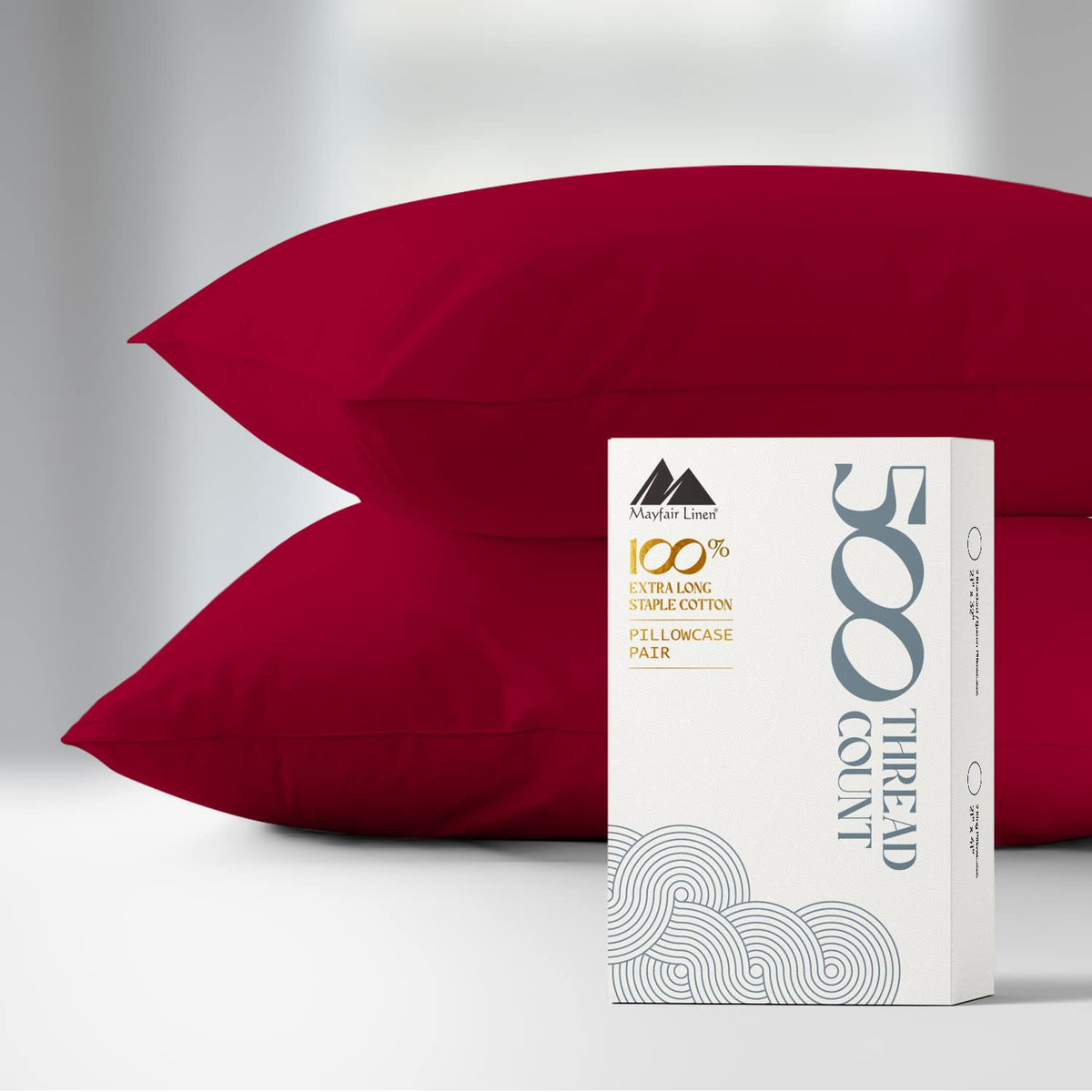 Mayfair Linen 100% Cotton King Size Pillowcases Set Of 2-500 Thread Count Cotton Pillow Cases, Ultra Soft Cool Sateen Weave King