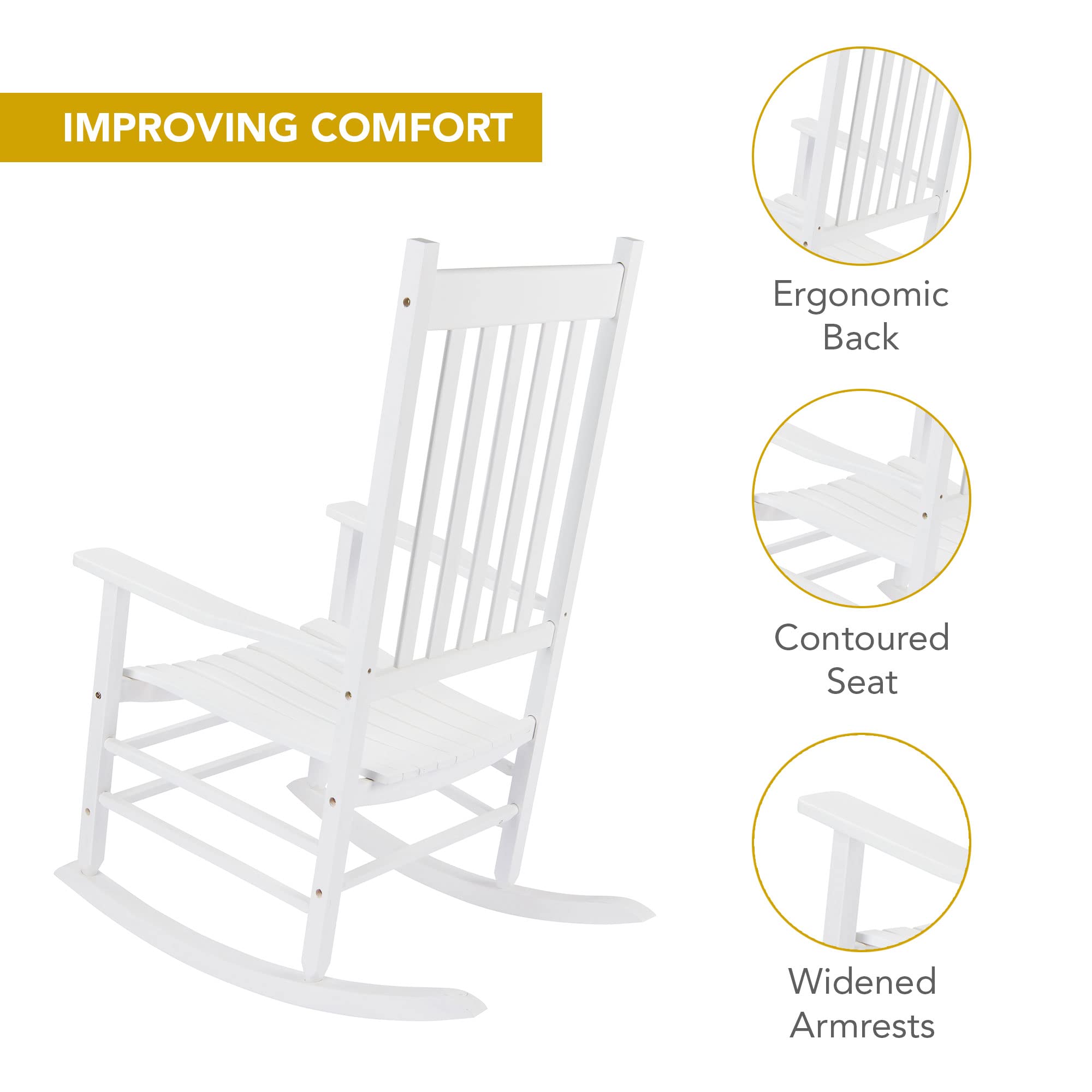 Shine Company Vermont Rocking Chairs, Outdoor Front Porch Rocker Set Of 2, White
