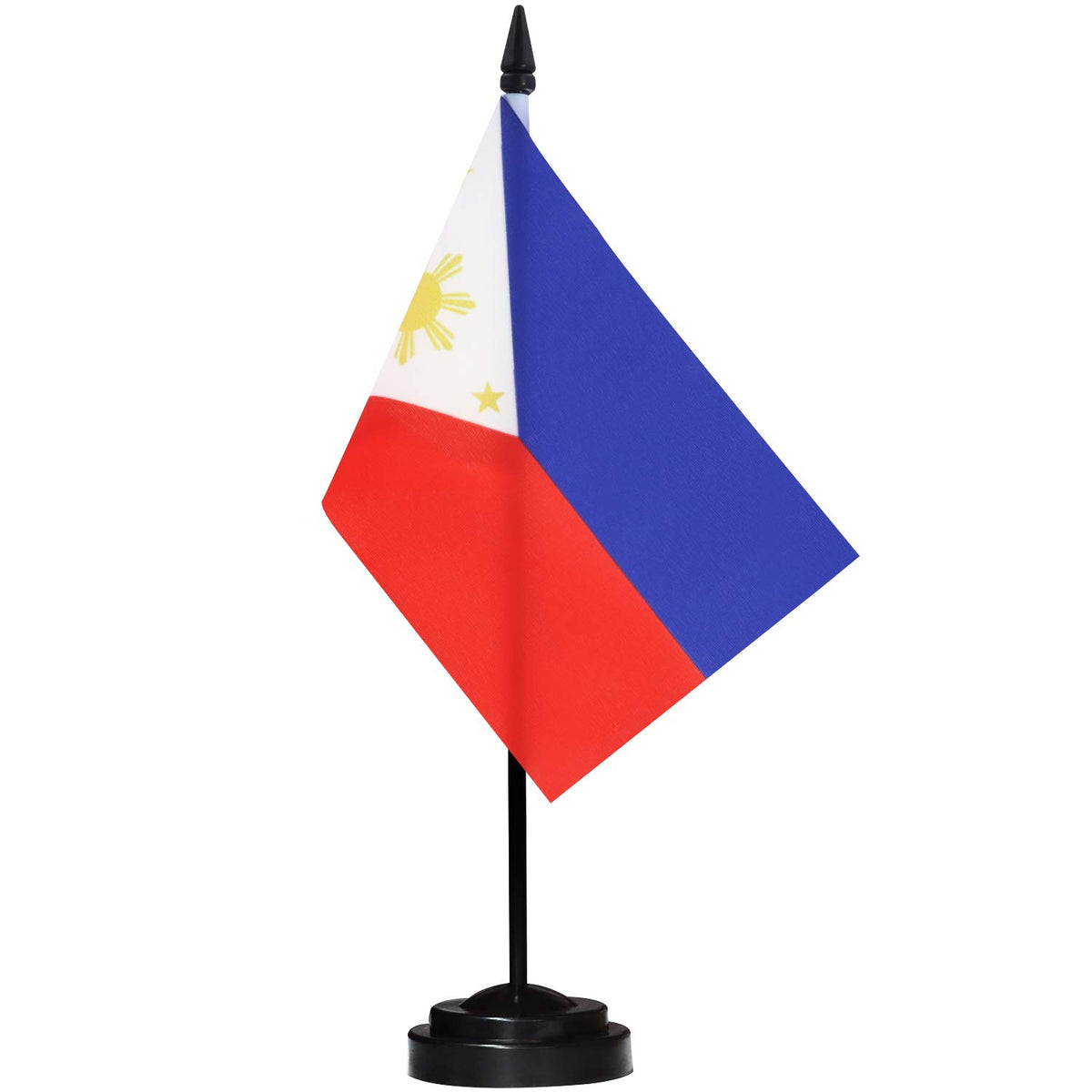 Anley Philippines Deluxe Desk Flag Set - 6 X 4 Inch Miniature Philippine Desktop Flag With 12' Solid Pole - Vivid Color And Fad