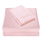 Homiest 4Pcs Satin Sheets Set Luxury Silky Satin Bedding Set With Deep Pocket, 1 Fitted Sheet + 1 Flat Sheet + 2 Pillowcases (King Size, Blush Pink)
