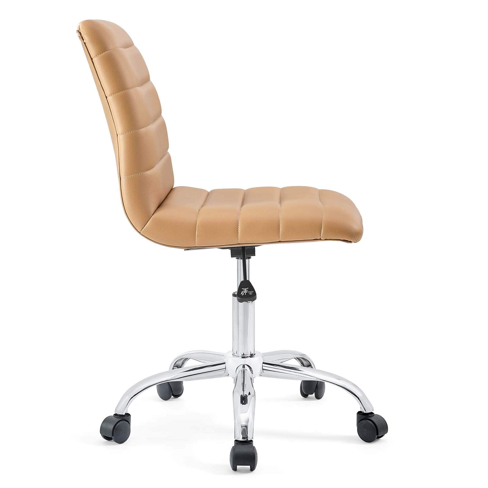 Modway Ripple Ribbed Armless Mid Back Swivel Computer Desk Office Chair In Tan