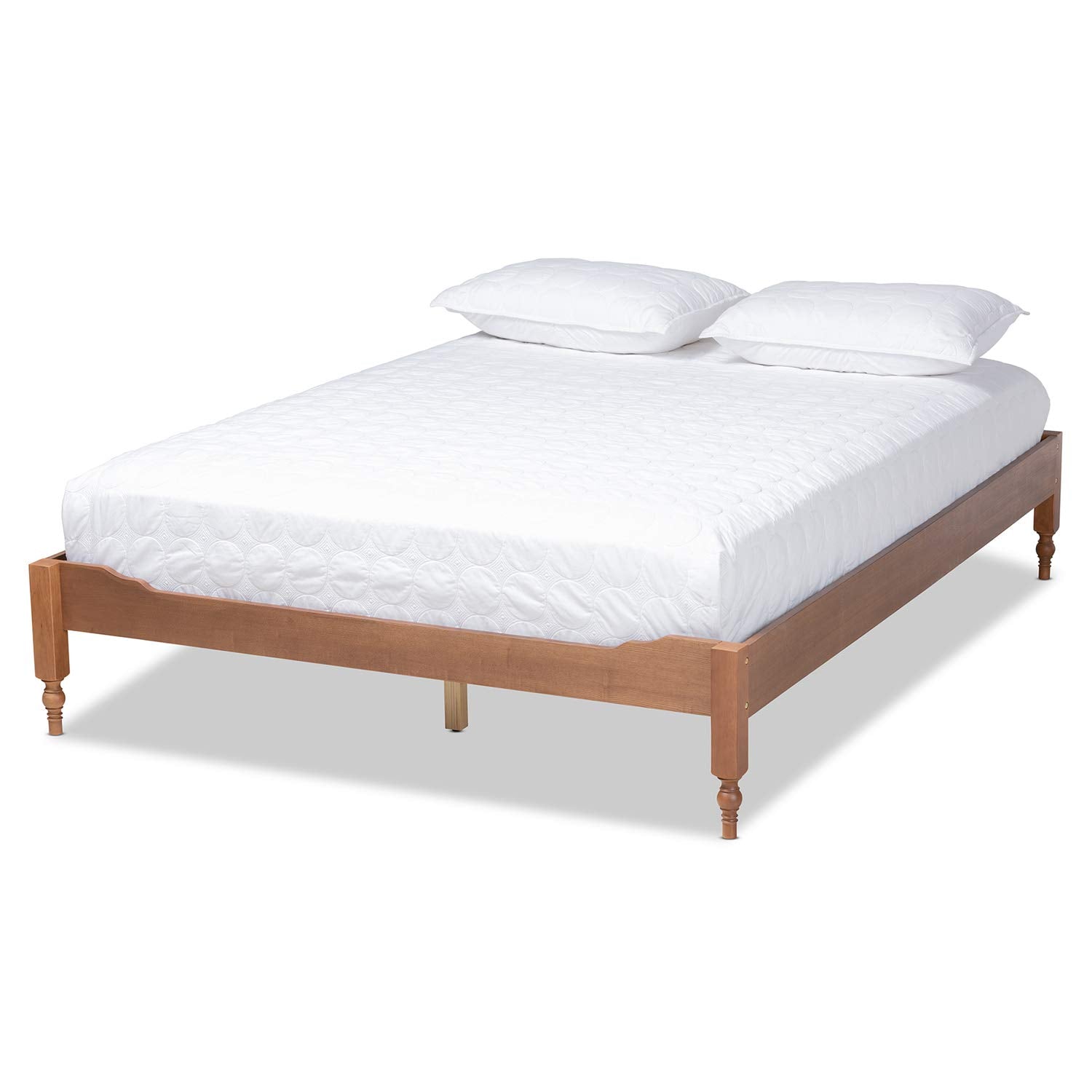 Baxton Studio Laure French Bohemian Ash Walnut Finished Wood Queen Size Platform Bed Frame