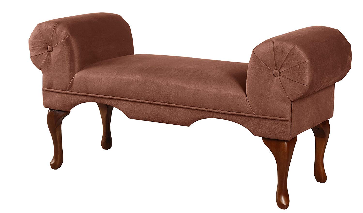 HomeRoots Brown Microfiber, Foam Aston Bench with Rolled Arm, Chocolate Microfiber