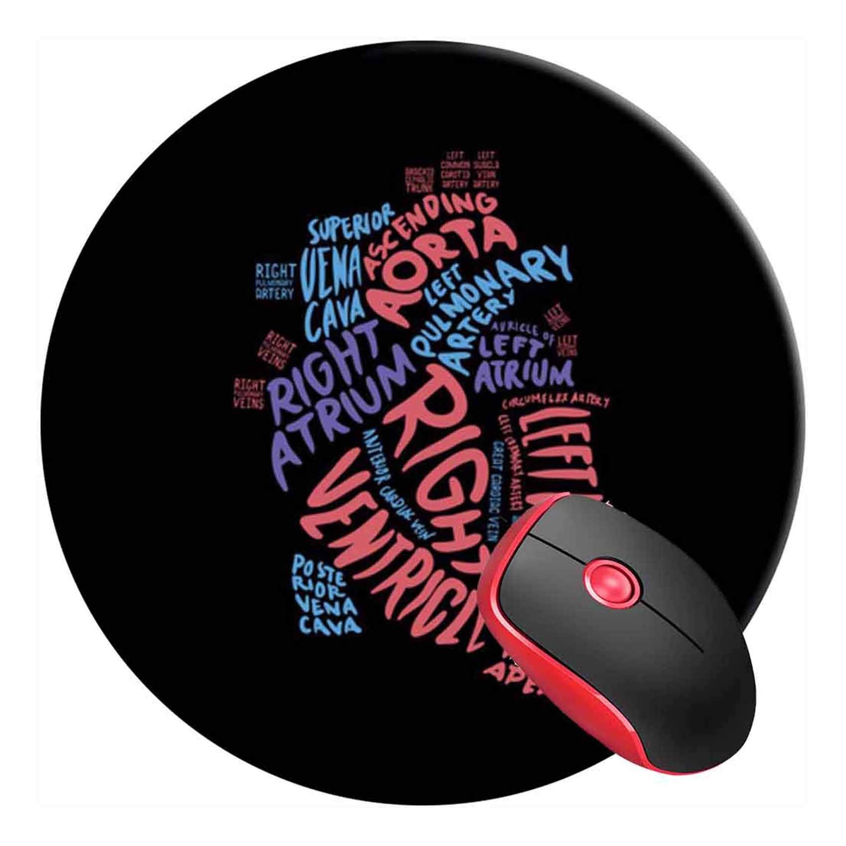 Mouse Pad Round Gaming Mouse Mat Cardiac Nurse Anatomical Heart Doctor Medical, Non-Slip Rubber Base Mousepad Cute Mousemat For