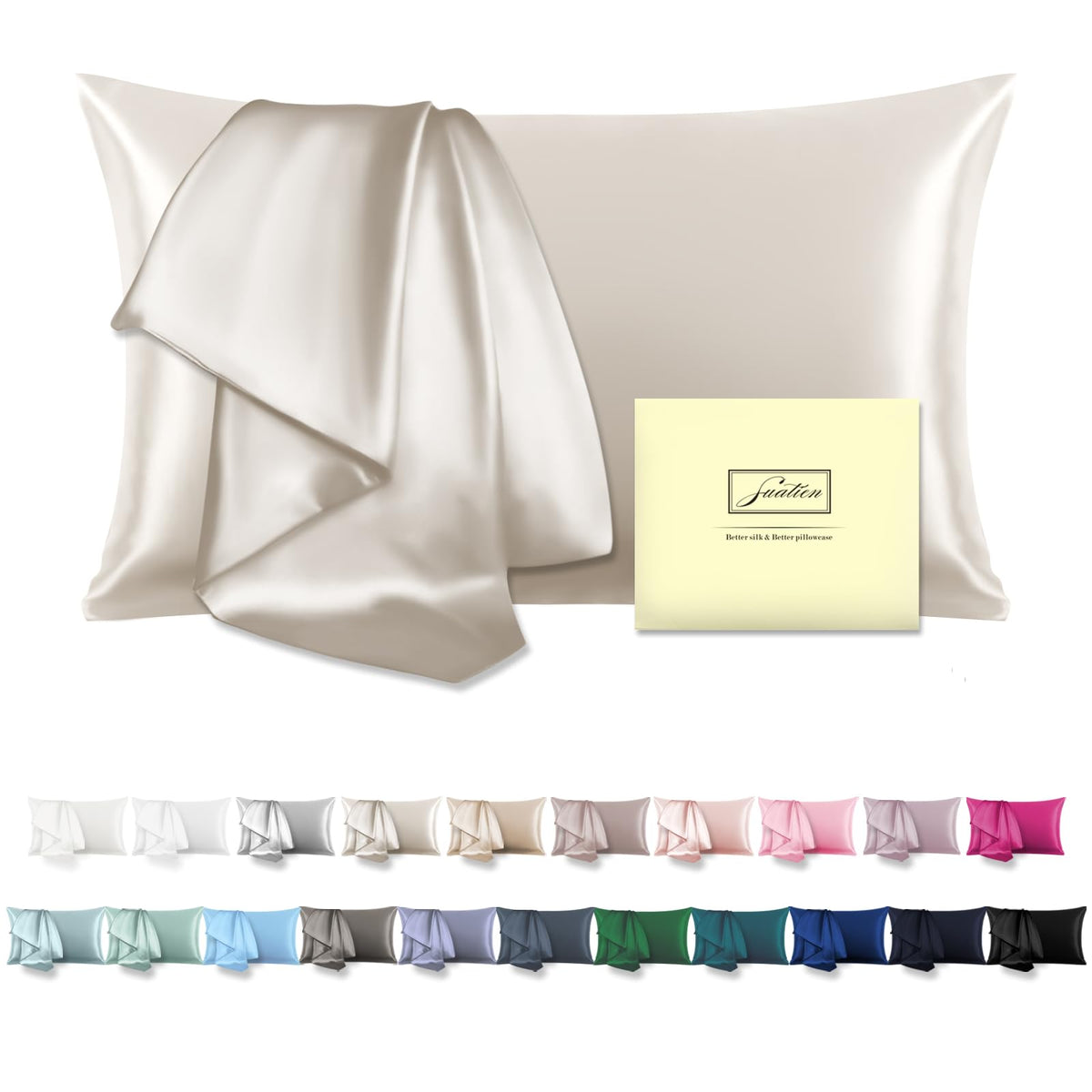Mulberry Silk Pillow Cases For Hair And Skin Queen Size Silk Pillowcase With Zipper Soft Breathable Smooth Cooling Satin Silk Pi