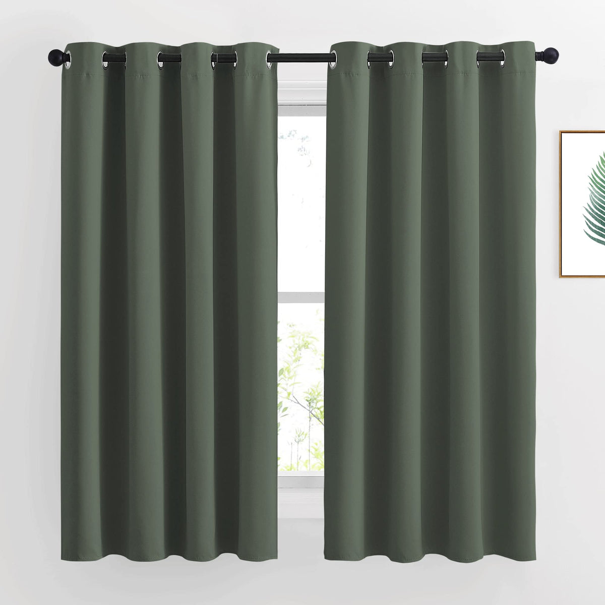 Nicetown Bedroom Curtains 63 Inch Length 2 Panels - Grommet Top Blackout Room Darkening Sound Reduction Privacy Thermal Drapes F