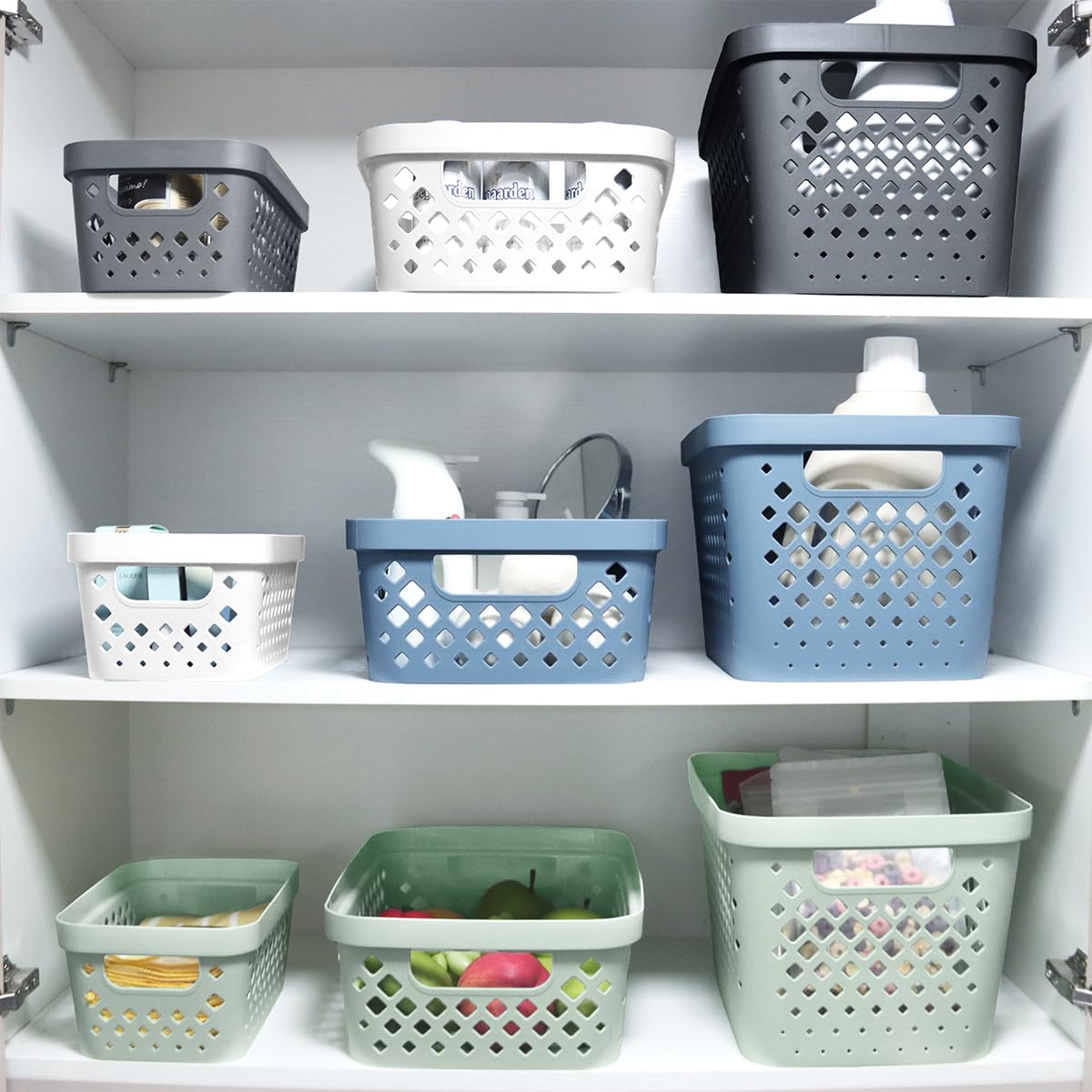 Glad Plastic Baskets For Organizing, Set Of 6 | Pantry Storage For Under Counter, Linen Closet, And Bathroom | Nesting Shelf Bin
