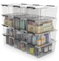 WYT 12 Pack Small 5Quart Clear Plastic Storage Bins with Lids and Latch Buckles, Storage Organizer Container with Handle