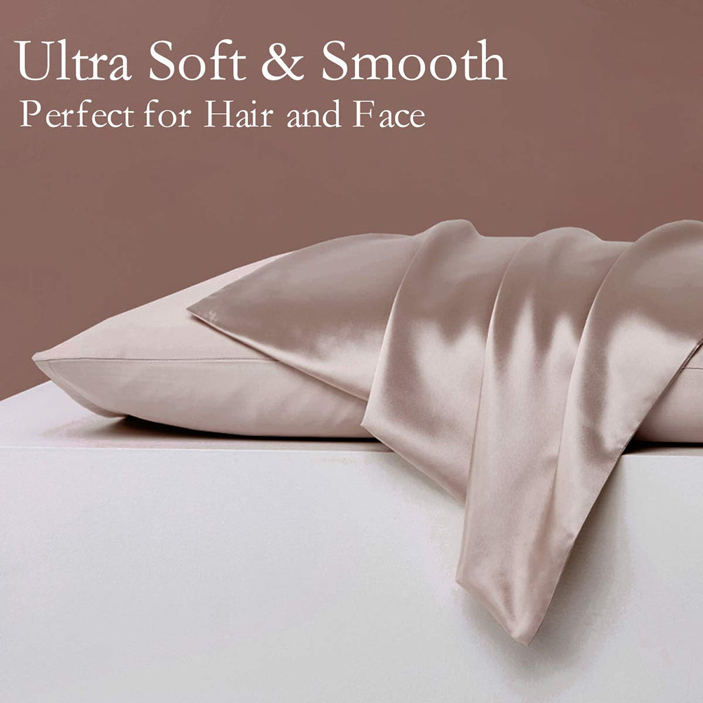 Jogjue Silk Pillowcase Set, 2 Pack, 100% Mulberry Silk, Hypoallergenic, Soft, Breathable, Reduces Wrinkles, King Size, Apricot G