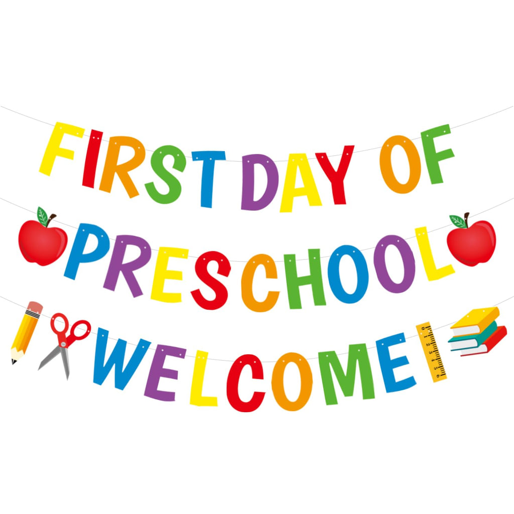 First Day of Preschool Banner Decorations, Back to School Preschool Party Supplies, Welcome Back to Preschool Banner, Back to Sc