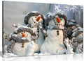 Panther Print, Christmas Art, Framed Snowman Holiday Picture, Quality Canvas, Family of Snowmen Christmas Winter, Prints for Occ