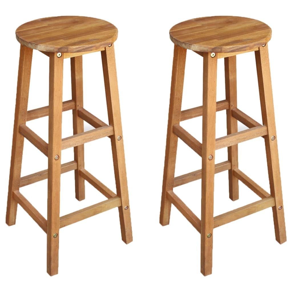 vidaXL Solid Acacia Wood Bar Chairs Set - Indoor/Outdoor Resilient Wooden Furniture with Comfortable Footrest - Easy Assembly, Brown