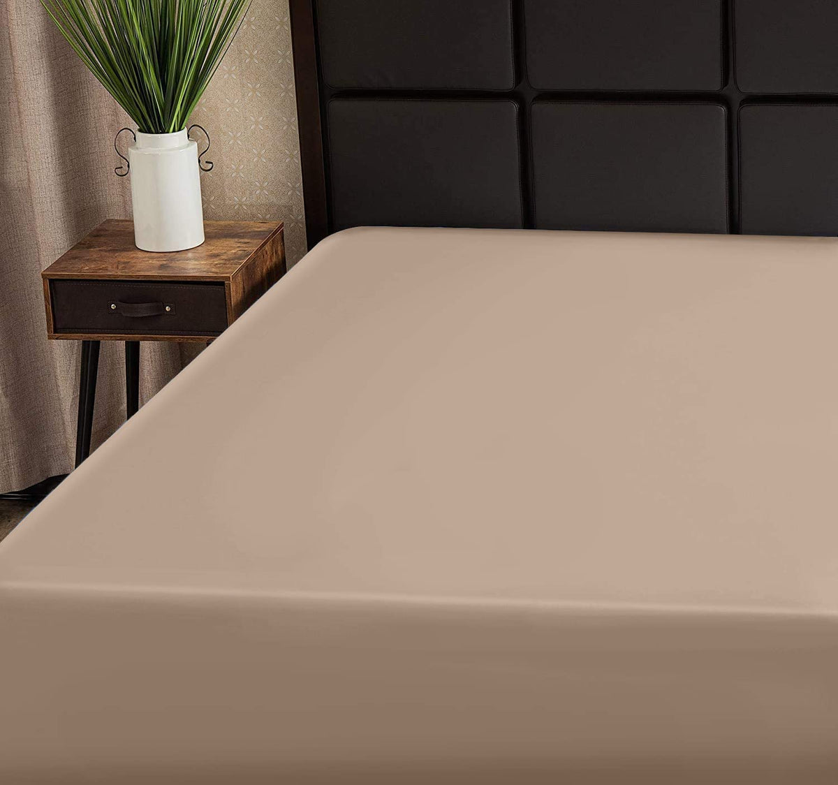 Superity Linen Fitted Sheet Twin Taupe - 100% Cotton, Only Quality Fabrics Used And Breathable, Cool And Comfortable, Machine Wa