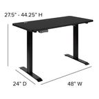 Flash Furniture Tanner Electric Height Adjustable Standing Desk - Table Top 48" Wide - 24" Deep (Black)