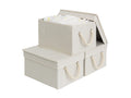 StorageWorks Storage Boxes with Lids, Closet Organizers and Storage Bin with Soft Rope Handles, Mixing of Beige, White & Ivory, 