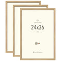 VCK 24x36 Poster Frame Set of 3 - Oak, Natural Solid Wood Picture Frames, Wall Gallery Frame