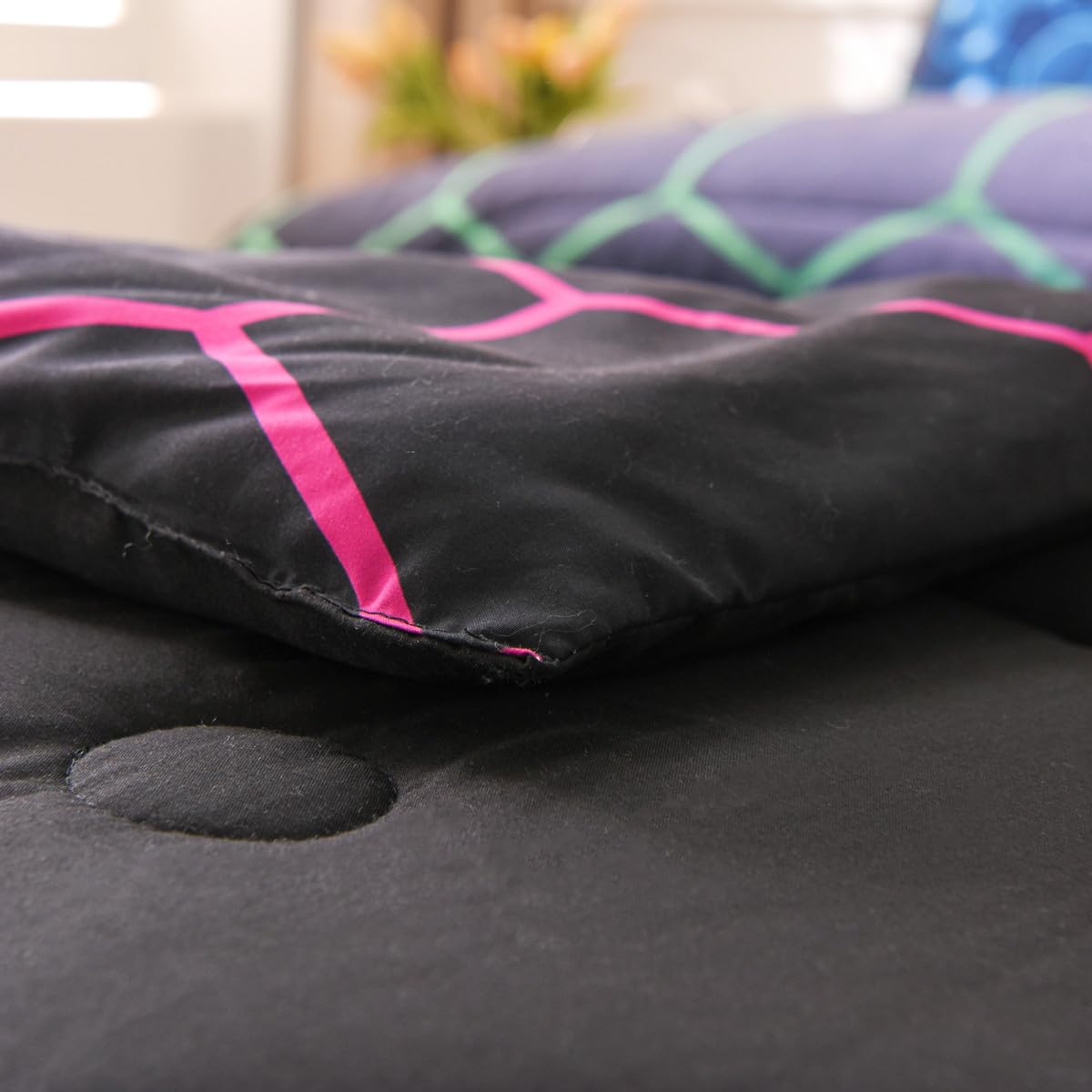 Ntbed Game Console Comforter Set For Boys Girls Kids Geometric Gaming Lightweight Microfiber Gamer Bedding Sets (Multi, Full 5Pc