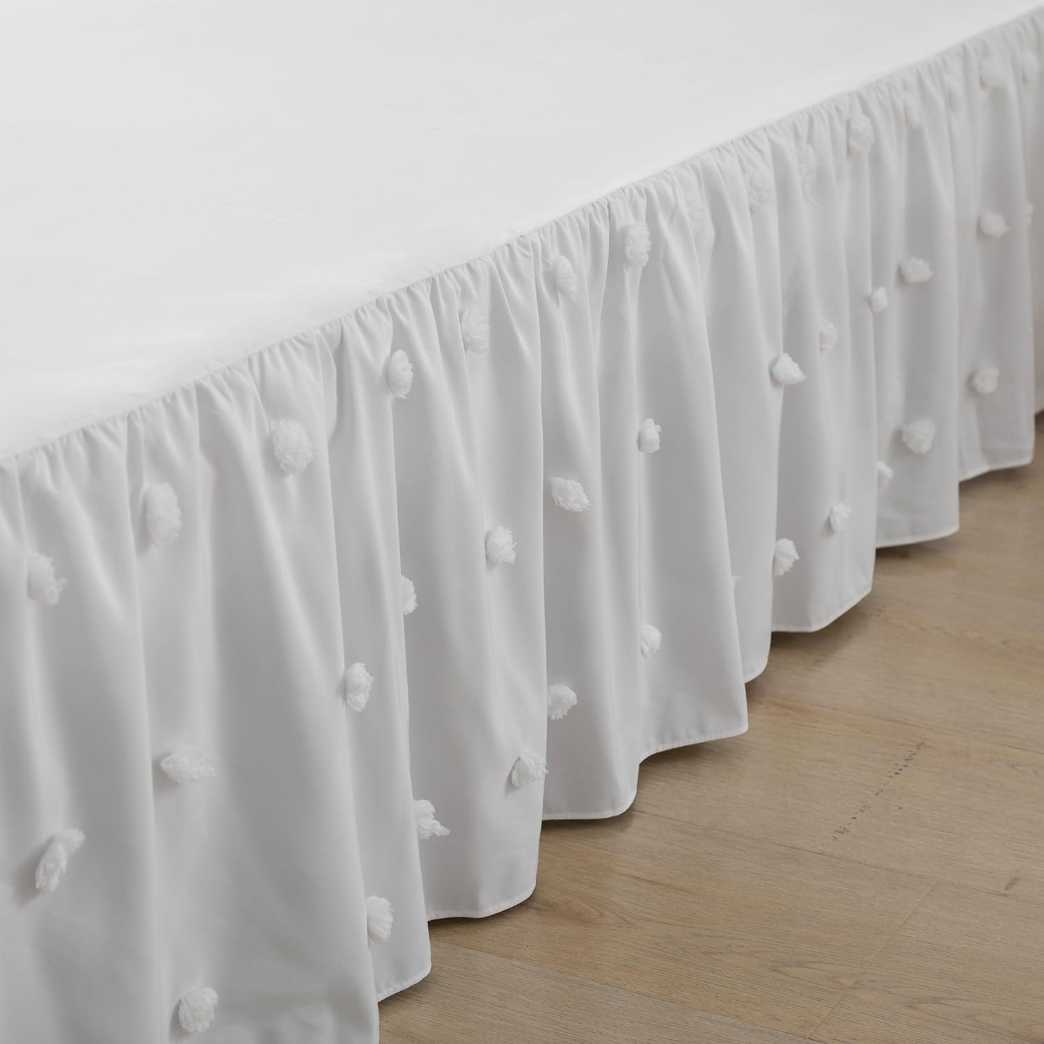 Bed Skirt, Bed Skirt Queen Size, Ruffled Bed Skirt With Split Corners, Queen Bed Skirt 18 Inch Drop, Polka Dots Boho Queen Size