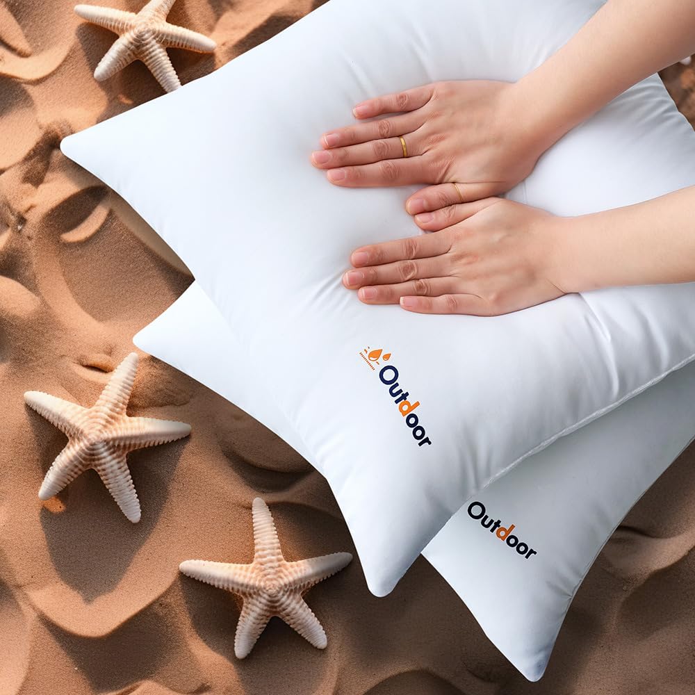 Miulee Pack Of 2 12X20 Outdoor Waterproof Throw Pillow Inserts, Decorative Water-Resistant Pillow Cushion For Patio Garden