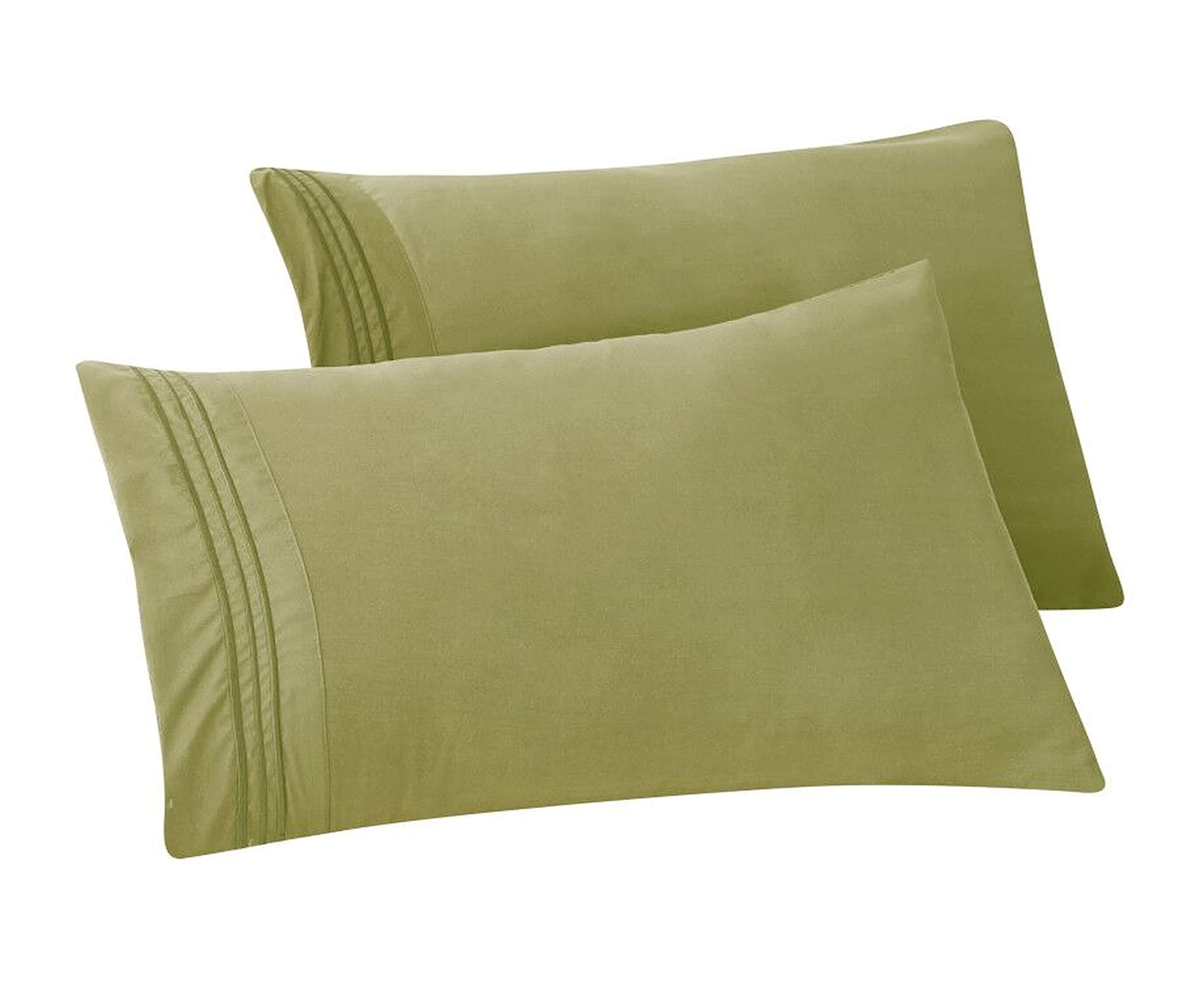 Elegant Comfort Solid Pillowcases 1500 Thread Count Egyptian Quality - Easy Care, Smooth Weave, Wrinkle And Stain Resistant, Easy Slip-On, 2-Piece Set, Standard/Queen Pillowcase, Green