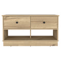 Uranus Storage Bench, 2 Drawers, 2 Open Shelves, Light Oak