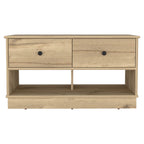 Uranus Storage Bench, 2 Drawers, 2 Open Shelves, Light Oak