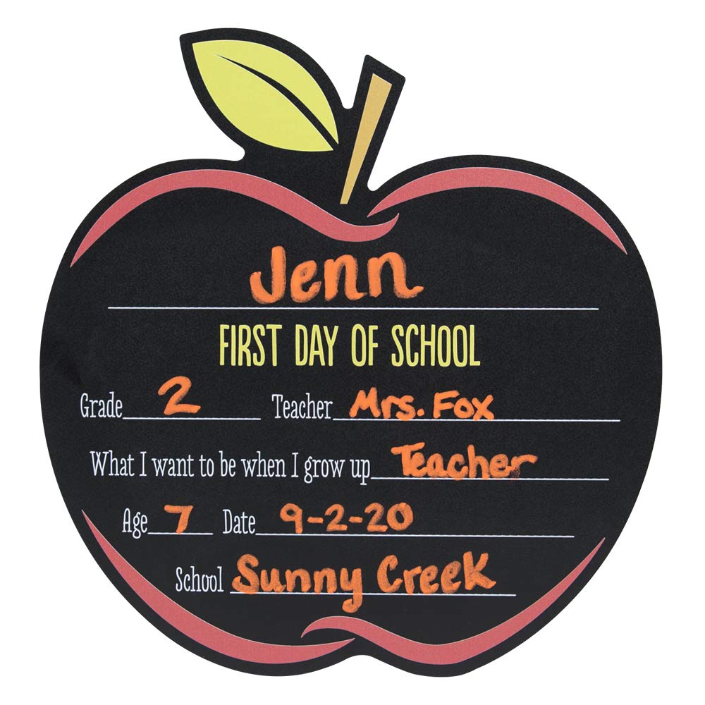 Canopy Street First & Last Day Of School Reusable Chalkboard Sign Photo Prop Set - Easy Clean Back To School And Last Day Sign -