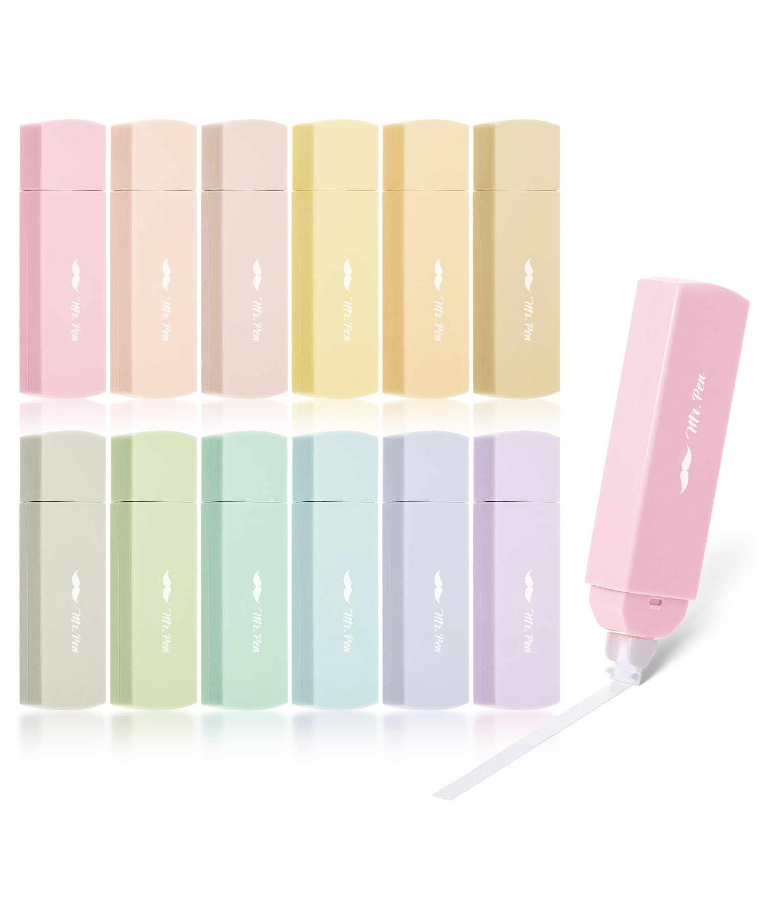 Mr. Pen- Aesthetic Correction Tape, 0.2' X 197', 12 Pcs, Pastel Colors, Cute Correction Tape