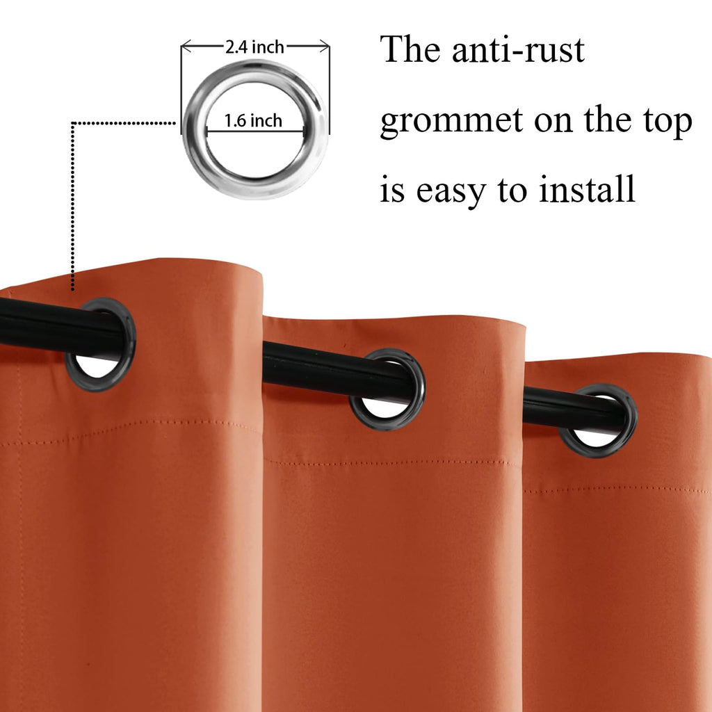 Jiuzhen Blackout Curtains With Tiebacks - Thermal Insulated, Light Blocking And Noise Reducing Grommet Curtain Drapes For Bedroom And Living Room, Set Of 2 Panels, 42 X 45 Inch Length, Caramel