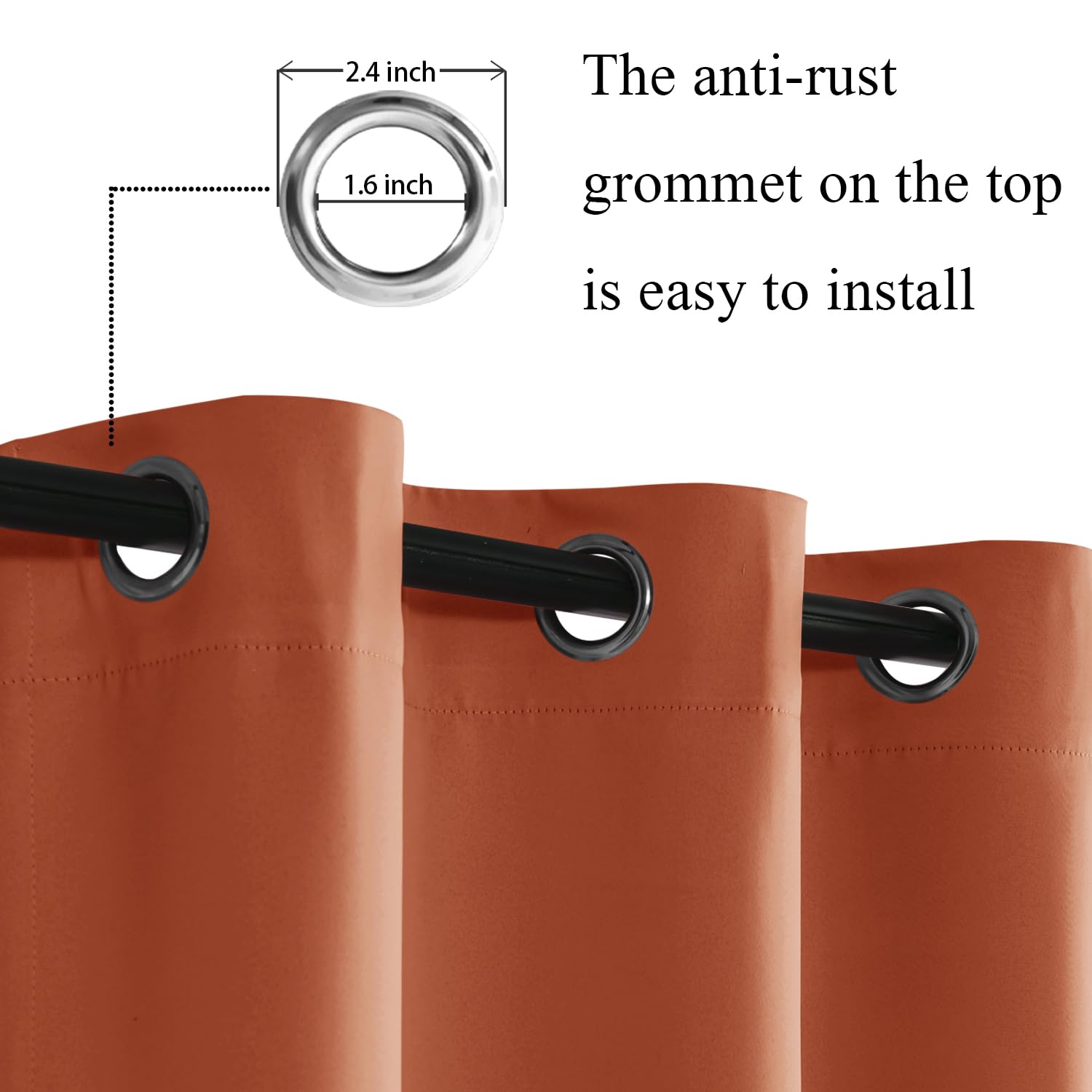 Jiuzhen Blackout Curtains With Tiebacks - Thermal Insulated, Light Blocking And Noise Reducing Grommet Curtain Drapes For Bedroom And Living Room, Set Of 2 Panels, 42 X 45 Inch Length, Caramel