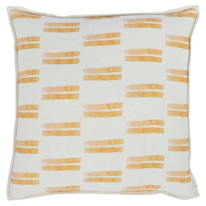Kosas Home Dalia 22X22 Square Linen & Cotton Throw Pillow In Ivory/Orange