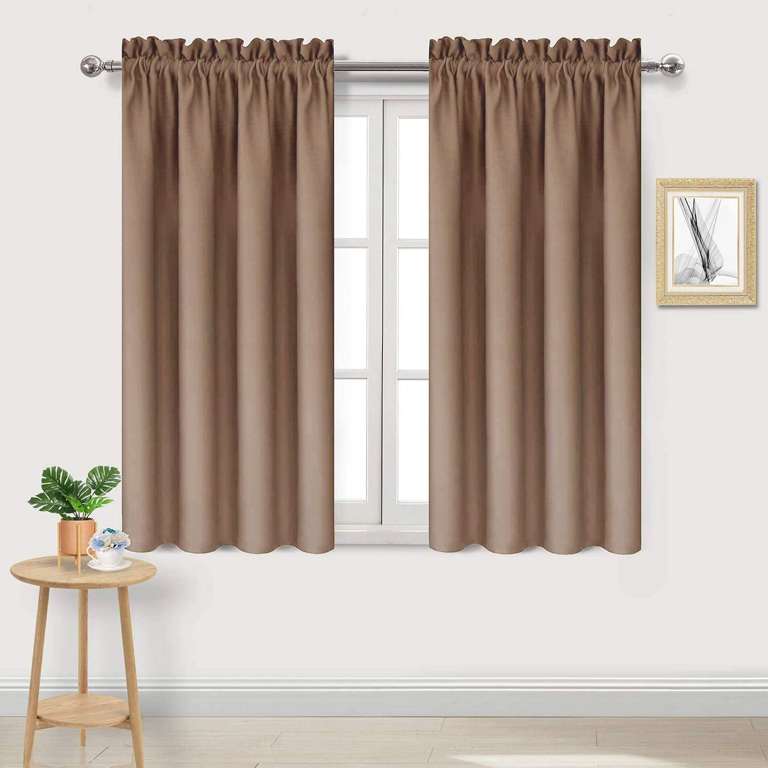 Dwcn Blackout Curtains Room Darkening Thermal Insulated Bedroom Curtains Window Curtain Panels, 42 X 45 Inches Long, Set Of 2 Kh
