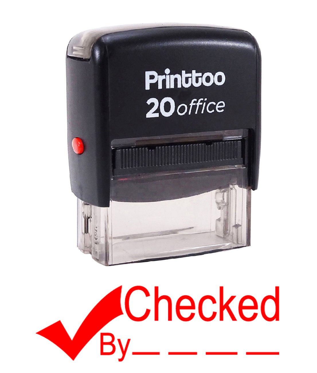 Printtoo Checked By Self Inking Rubber Stamp Office Stationary Custom Stamp-Red