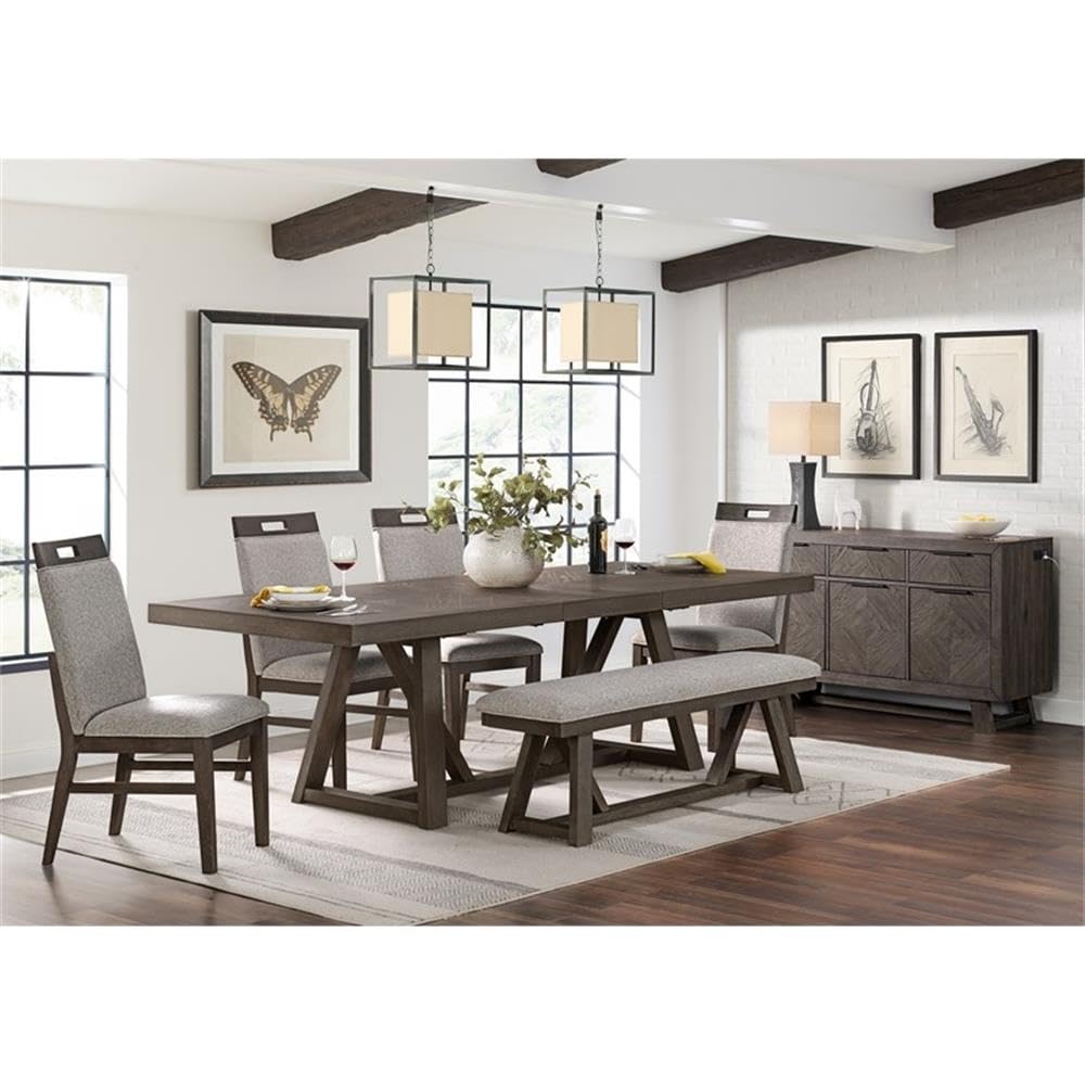 Intercon Hearst Side Chair, Upholstered Back with 4 Legs, Reclaimed Chevron, Set of 2 Furniture