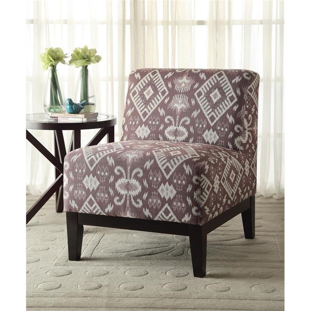 Acme Hinte Chenille Accent Chair in Multi-Color and Dark Brown