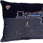 HomeRoots Grey 35' Black Ocean City Maryland Nighttime Skyline Lumbar Decorative Pillow