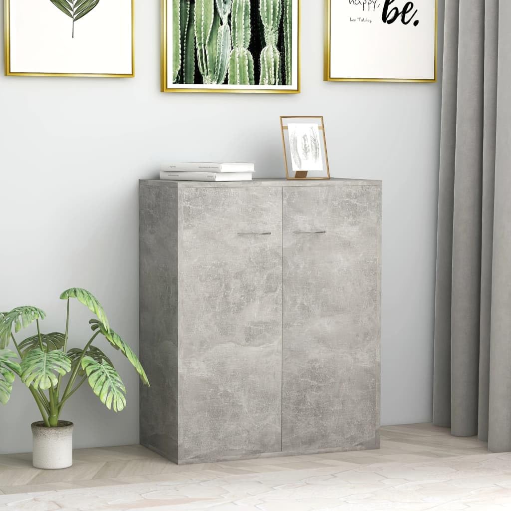 vidaXL Sideboard with Doors Modern Home Indoor Living Room Bedroom Storage Cabinet Side Chest Furniture Concrete Gray Engineered Wood
