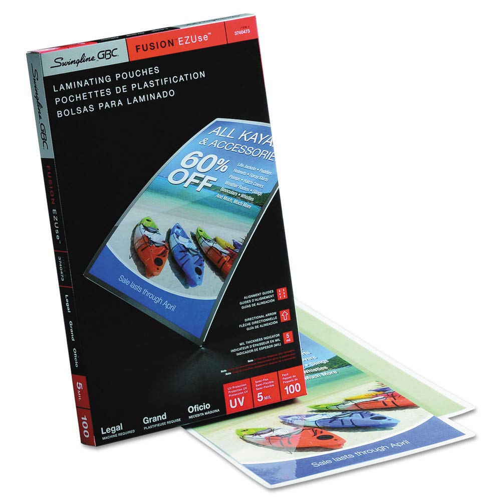 Swingline 3740473 Fusion Ezuse Premium Laminating Pouches44; 5 Mil44; 9 X 14.544; 100-Box