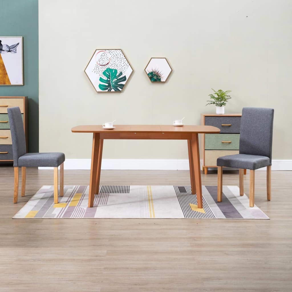 vidaXL Dining Chairs 6 Pcs, Side Chair with Solid Wood Legs, Accent Dining Chair for Home Kitchen Living Room Bedroom, Dark Gray Fabric