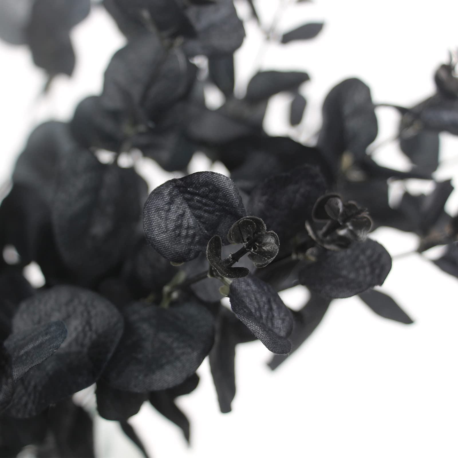 Tinsow 10 Pcs Black Artificial Eucalyptus Branches Stems Faux Eucalyptuses Real Touch Leaf Gathic Theme Party Bouquet Centerpiec